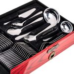 Set Tacâmuri RAWI 84 Piese – Inox Premium cu Suport Tip Cutie de Lemn Roșie, 1872, trendysanitary.ro