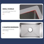 Chiuvetă Bucătărie din Oțel Inoxidabil SUS304, 600x450x200 mm, cu Dozator Săpun, Tocător din Lemn și Coș de Scurgere, 2611, trendysanitary.ro