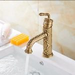 Set coloană de duș TRENDY’S – 3 funcții, bronz antichizat cu detalii brodate + Baterie lavoar TRENDY’S,  bronz antichizat, 9712, trendysanitary.ro
