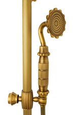 Set coloană de duș TRENDY’S – 3 funcții, bronz antichizat cu detalii brodate + Baterie lavoar TRENDY’S, montare pe blat, bronz antichizat, 3320, trendysanitary.ro