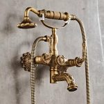Set baterii baie bronz antichizat TRENDY’S – model cu broderie (cadă + lavoar), 5476, trendysanitary.ro