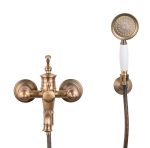 Set baterie cada baterie cada, montare pe perete, bronz antichizat TRENDY’S+ baterie lavoar montare chiuveta baie, 1859, trendysanitary.ro