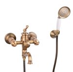 Set baterie cada baterie cada, montare pe perete, bronz antichizat TRENDY’S+ baterie lavoar montare chiuveta baie, 4090, trendysanitary.ro