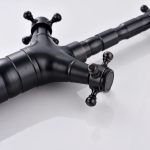 Set coloană de duș cu 2 funcții TRENDY’S + baterie lavoar pe blat, finisaj negru antichizat, 8200, trendysanitary.ro