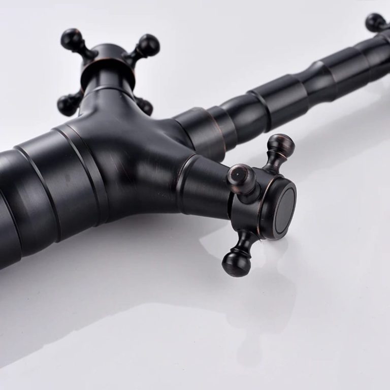 Seturi baie – baterii si chiuvete, Set Baterii Baie – Baterie Cadă Freestanding Dublă Comandă Negru Mat + Baterie Lavoar Pe Blat Dublă Comandă, trendysanitary.ro