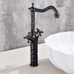 Set coloană de duș cu 2 funcții TRENDY’S + baterie lavoar pe blat, finisaj negru antichizat, 3534, trendysanitary.ro
