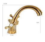 Set coloană de duș TRENDY’S cu 2 funcții + baterie lavoar dublă comandă, finisaj auriu (gold), montaj pe perete, 1740, trendysanitary.ro