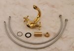Set coloană de duș TRENDY’S cu 2 funcții + baterie lavoar dublă comandă, finisaj auriu (gold), montaj pe perete, 4355, trendysanitary.ro