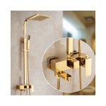 Set coloană de duș TRENDY’S 4 funcții + funcție bideu, auriu + Baterie lavoar TRENDY’S montaj pe blat, auriu, 5705, trendysanitary.ro