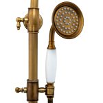 Set coloană duș TRENDY’S 3 funcții + baterie lavoar pe blat, finisaj bronz antichizat, 108, trendysanitary.ro