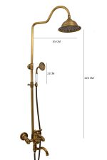 Set coloană duș TRENDY’S 3 funcții + baterie lavoar pe blat, finisaj bronz antichizat, 6673, trendysanitary.ro