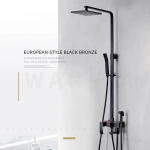 Set coloană de duș TRENDY’S – 4 funcții + duș bideu, negru mat + Baterie lavoar TRENDY’S montare pe lavoar, negru mat, 6102, trendysanitary.ro