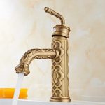 Set coloană de duș TRENDY’S – 3 funcții, bronz antichizat cu detalii brodate + Baterie lavoar TRENDY’S,  bronz antichizat, 9140, trendysanitary.ro