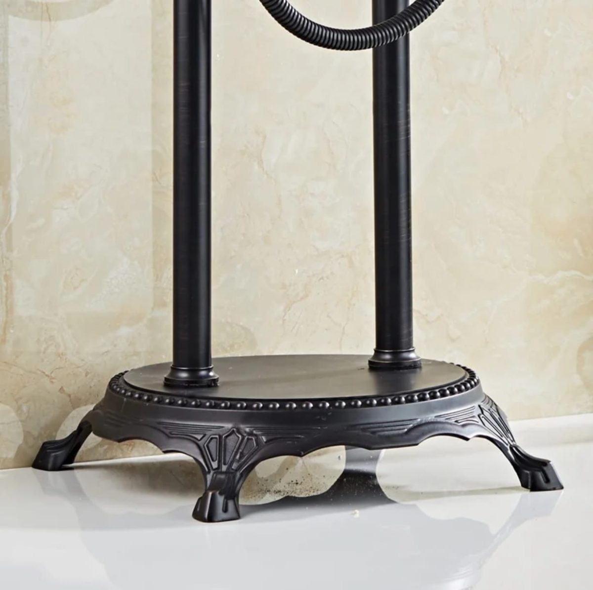 Set Baterii Baie – Baterie Cadă Freestanding Dublă Comandă Negru Mat + Baterie Lavoar Pe Blat Dublă Comandă, 5616, trendysanitary.ro