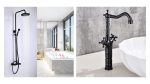 Set coloană de duș cu 2 funcții TRENDY’S + baterie lavoar pe blat, finisaj negru antichizat, 1777, trendysanitary.ro