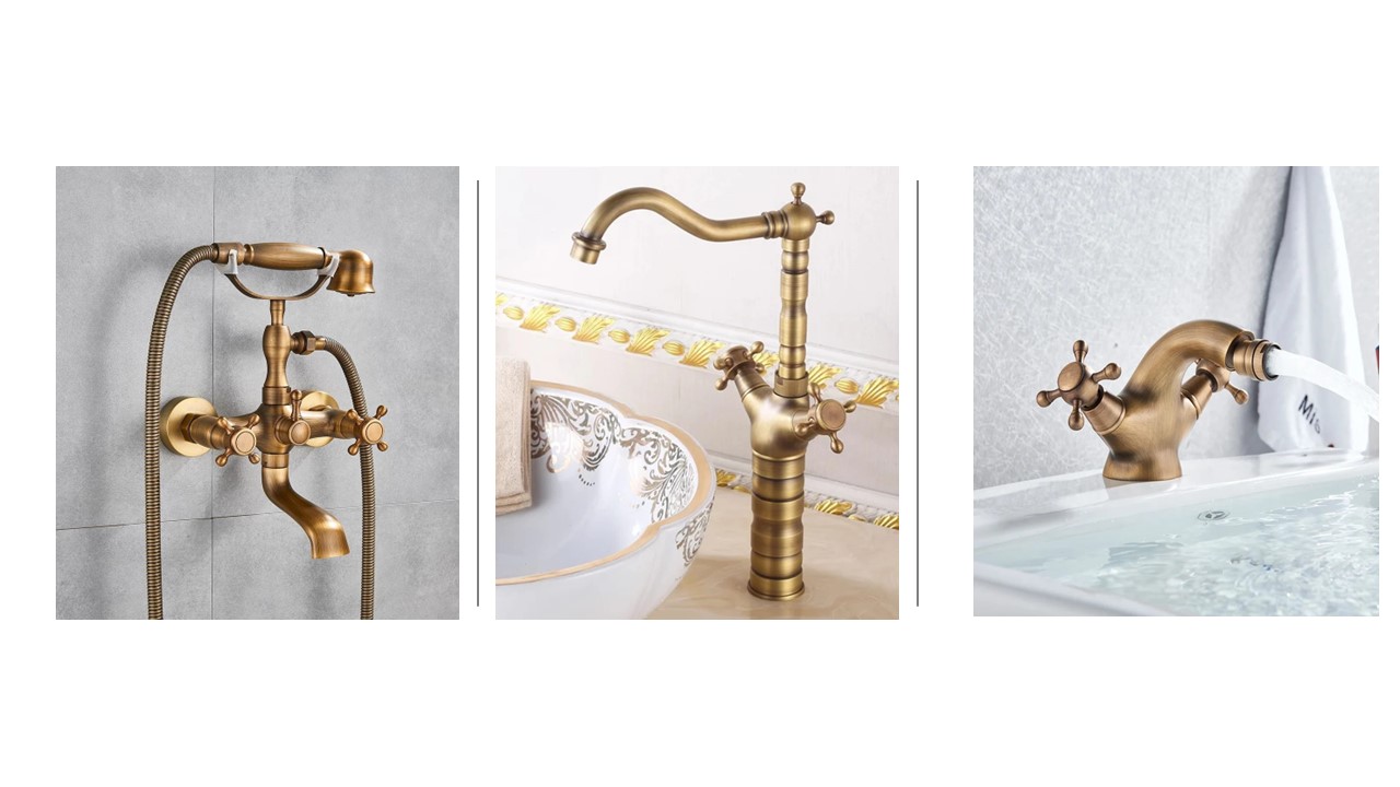Set baterii baie TRENDY’S: baterie cadă bronz antichizat + baterie lavoar pe blat + baterie bideu, 4745, trendysanitary.ro