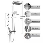 Set Coloană Duș TRENDY’S cu Hidromasaj, 5 Funcții + Funcție Bideu + Baterie Lavoar, Finisaj Cromat Lucios, 6605, trendysanitary.ro