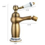 Set baterii baie bronz antichizat – coloană de duș TRENDY S cu broderie ceramică, baterie lavoar și baterie bideu, 132, trendysanitary.ro