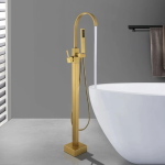 Set Baterii Baie TRENDY’S – Finisaj Gold – Cadă Freestanding + Lavoar, 8891, trendysanitary.ro