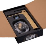 Set baterii baie gold – cadă freestanding + lavoar blat, design rectangular, finisaj auriu, 1493, trendysanitary.ro