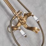 Set baterii baie bronz antichizat – coloană de duș TRENDY S cu broderie ceramică, baterie lavoar și baterie bideu, 1078, trendysanitary.ro