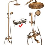 Set baterii baie bronz antichizat – coloană de duș TRENDY S cu broderie ceramică, baterie lavoar și baterie bideu, 5971, trendysanitary.ro