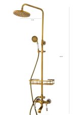 Set baterii baie bronz antichizat – coloană de duș TRENDY S cu broderie ceramică, baterie lavoar și baterie bideu, 1569, trendysanitary.ro