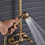 Set Coloană Duș TRENDY’S + Baterie Lavoar pe Blat, Finisaj Bronz Antichizat, 9662, trendysanitary.ro