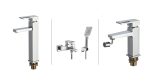 Set baterii baie crom lucios – baterie cadă perete, baterie lavoar pe blat și baterie bideu, 8588, trendysanitary.ro