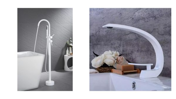Set Baterii Baie TRENDY’S – Finisaj Alb Mat – Cadă Freestanding + Lavoar, 2635, trendysanitary.ro