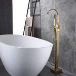 Set Baterii Baie TRENDY’S – Finisaj Gold – Cadă Freestanding + Lavoar, 4195, trendysanitary.ro