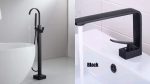 Set Baterii Baie TRENDY’S – Finisaj negru mat – Cadă Freestanding + Lavoar, 4083, trendysanitary.ro
