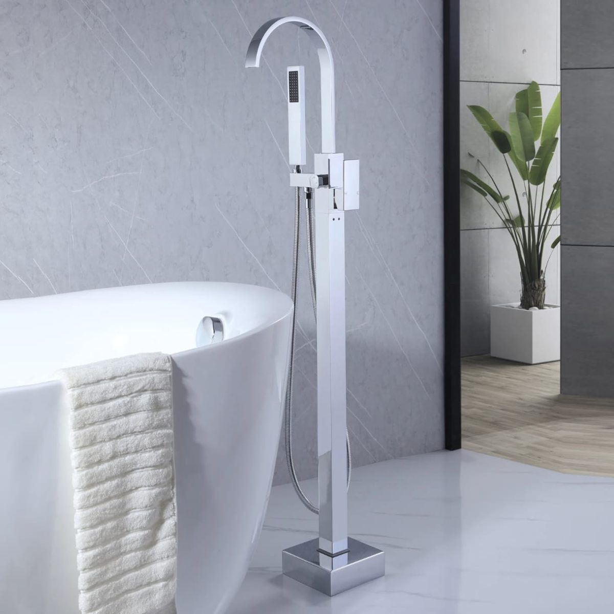 Set Baterii Baie TRENDY’S – Finisaj Cromat – Cadă Freestanding + Lavoar, 6860, trendysanitary.ro
