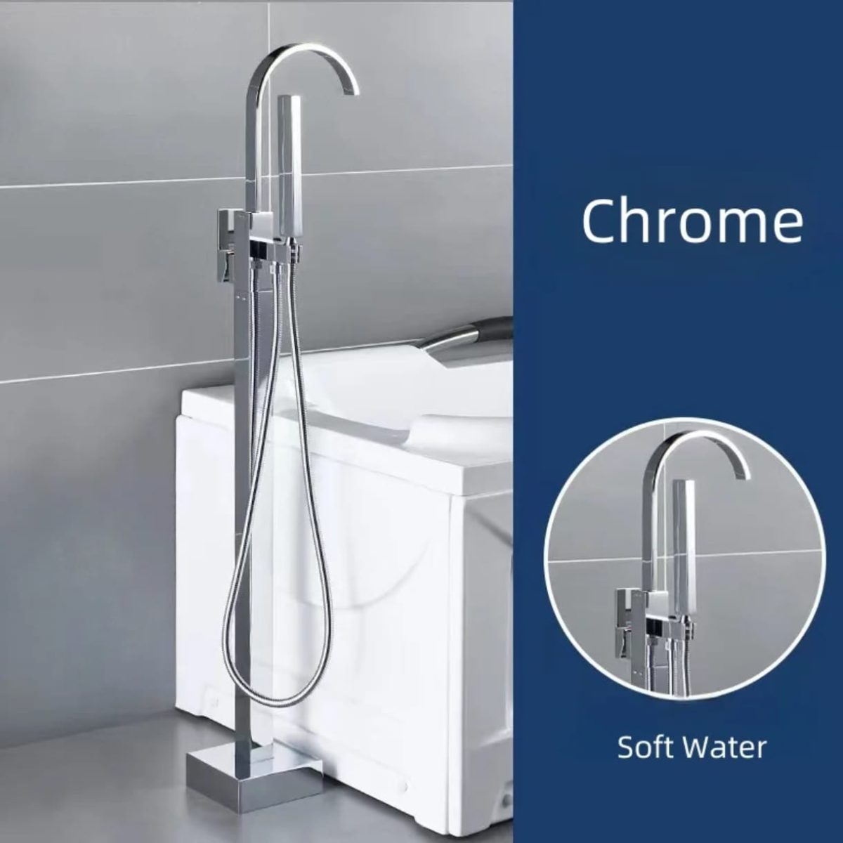 Set Baterii Baie TRENDY’S – Finisaj Cromat – Cadă Freestanding + Lavoar, 1169, trendysanitary.ro