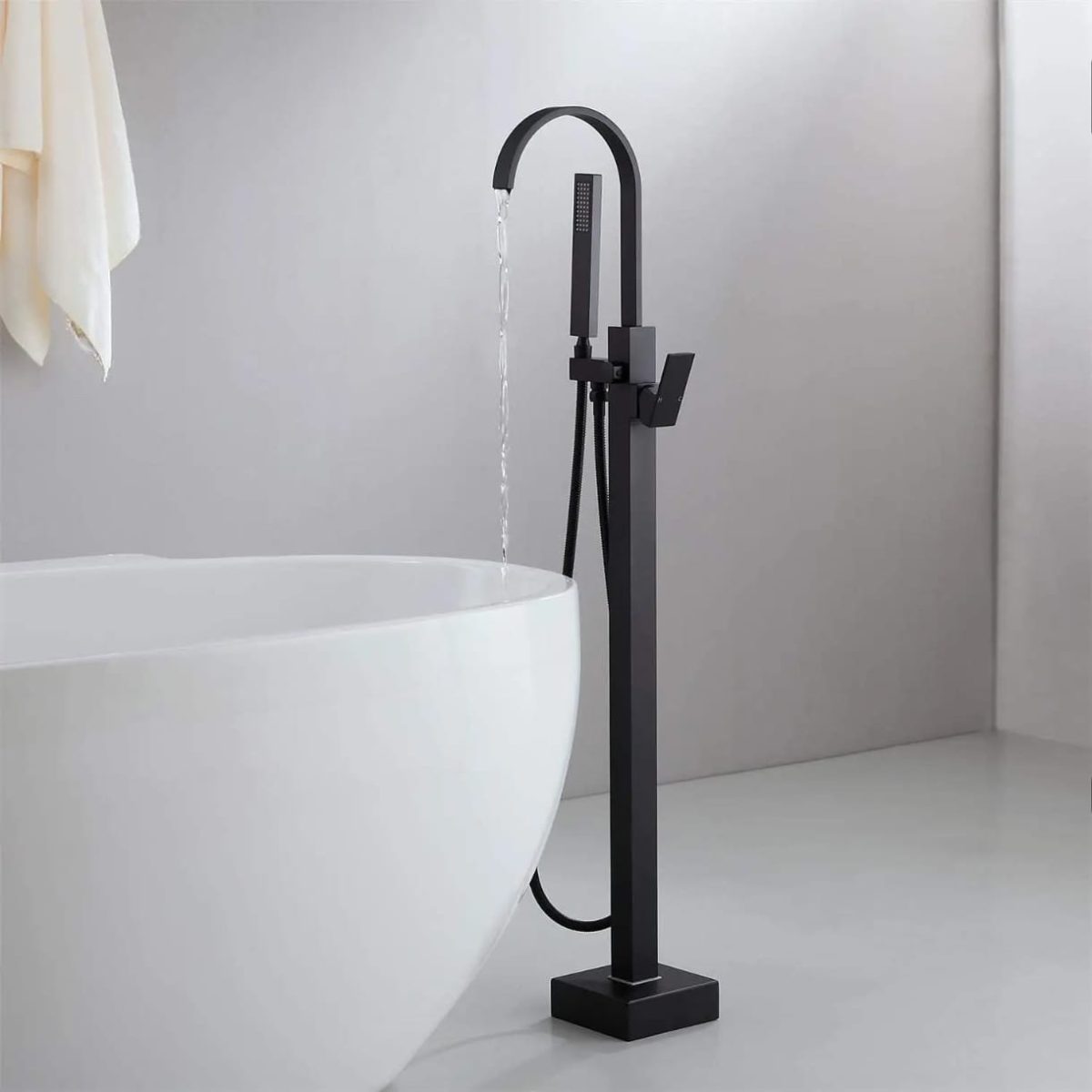 Set Baterii Baie TRENDY’S – Finisaj negru mat – Cadă Freestanding + Lavoar, 7465, trendysanitary.ro