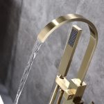 Set Baterii Baie TRENDY’S – Finisaj Gold – Cadă Freestanding + Lavoar, 7988, trendysanitary.ro