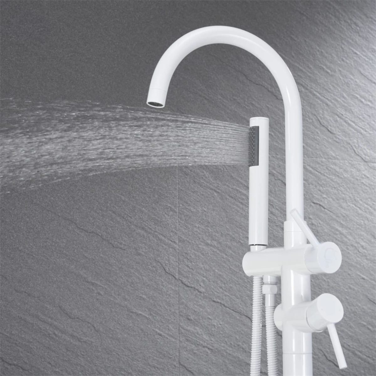 Set Baterii Baie TRENDY’S – Finisaj Alb Mat – Cadă Freestanding + Lavoar, 3370, trendysanitary.ro
