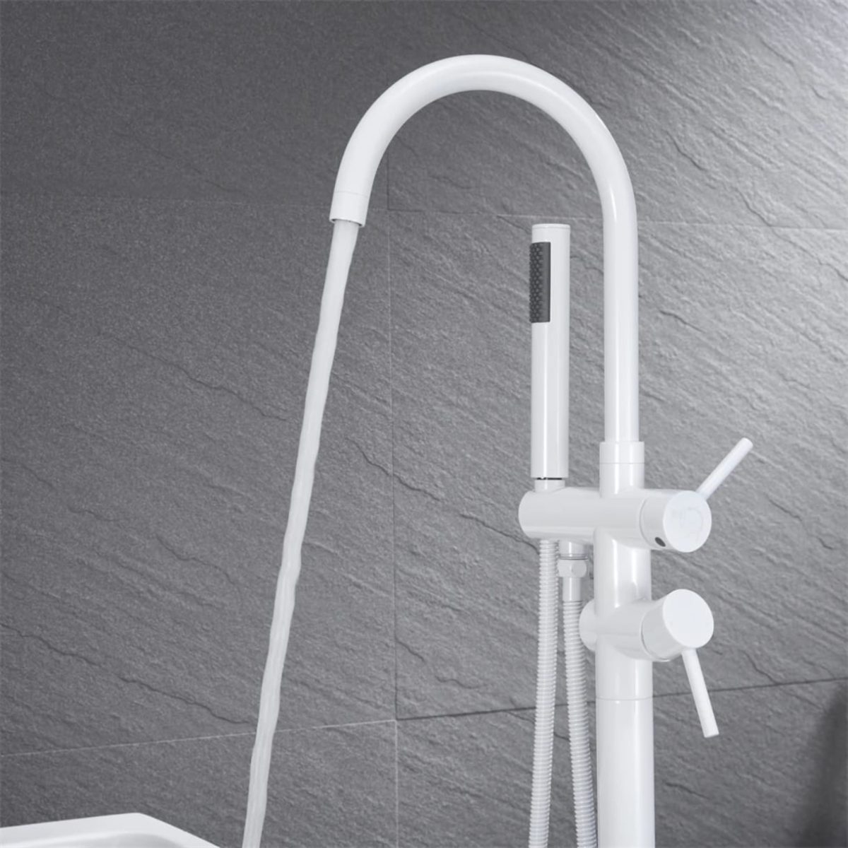 Set Baterii Baie TRENDY’S – Finisaj Alb Mat – Cadă Freestanding + Lavoar, 1667, trendysanitary.ro