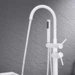Set Baterii Baie TRENDY’S – Finisaj Alb Mat – Cadă Freestanding + Lavoar, 7206, trendysanitary.ro