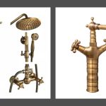 Set Duș și Baterie Lavoar TRENDY’S – Finisaj Bronz Antichizat, Montare pe Perete și Blat, 9498, trendysanitary.ro