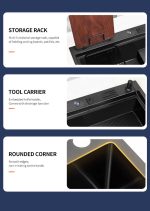 Chiuvetă Bucătărie Dublă Inox Negru 78×46 cm cu Tocător și Accesorii, Strat Nano, 9895, trendysanitary.ro