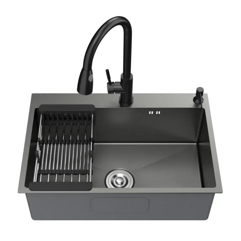 Chiuvete multifunctionale, Chiuvetă Bucătărie din Oțel Inoxidabil SUS304, cu Acoperire Nano, Dimensiune 50×40 cm, Coș de Scurgere și Dozator de Săpun, trendysanitary.ro