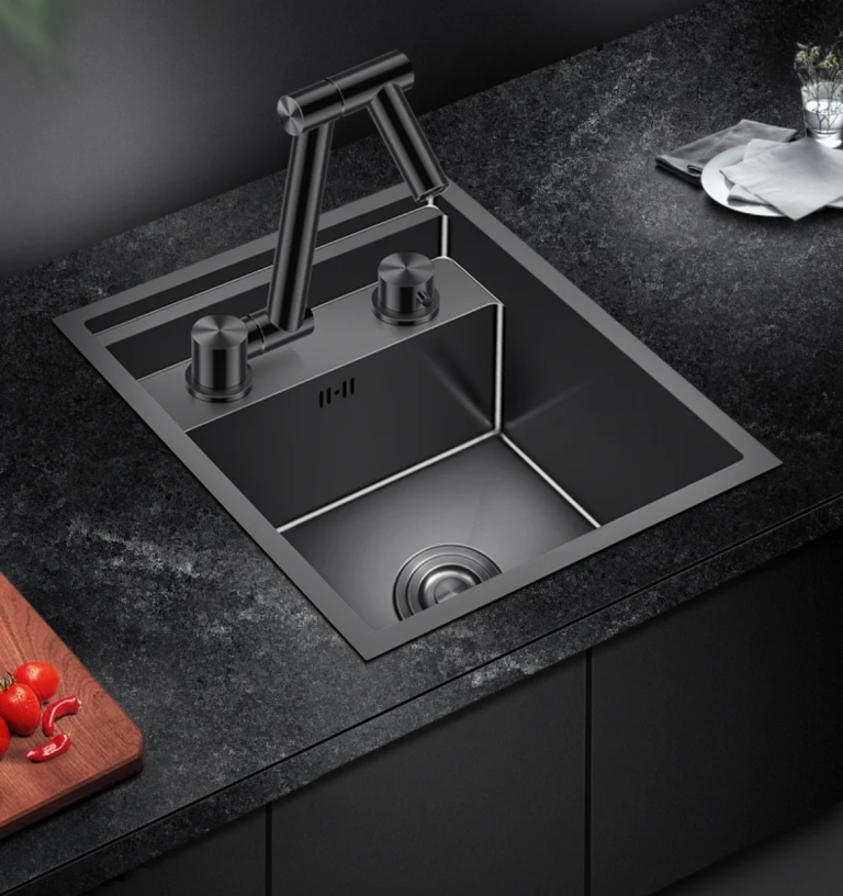 Chiuvete multifunctionale, Chiuvetă Bucătărie din Oțel Inoxidabil SUS304, 39×32 cm, cu Acoperire Nano, Robinet Rabatabil 360° și Capac de Protecție – Design Modern, Rezistent la Pete și Rugină, trendysanitary.ro