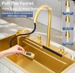 Chiuvetă multifuncțională inox auriu (Gold) TRENDY’S, 75×46 cm, cu LED, baterie apă purificată și accesorii premium, 403, trendysanitary.ro