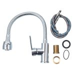 Baterie bucătărie monocomandă Trendy’s cu pipă flexibilă și perlator 2 funcții, crom, 4659, trendysanitary.ro