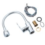 Baterie bucătărie monocomandă Trendy’s cu pipă flexibilă și perlator 2 funcții, crom, 4342, trendysanitary.ro