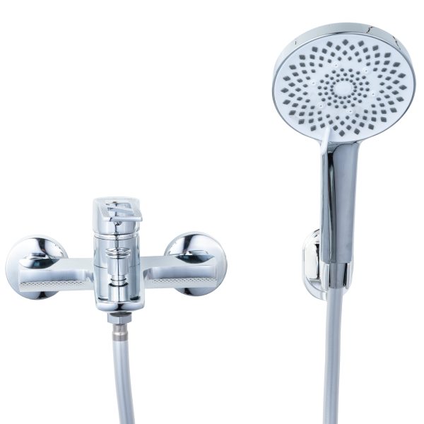 Baterie cadă-duș monocomandă Trendy’s cu set de duș și accesorii, finisaj cromat, 1584, trendysanitary.ro