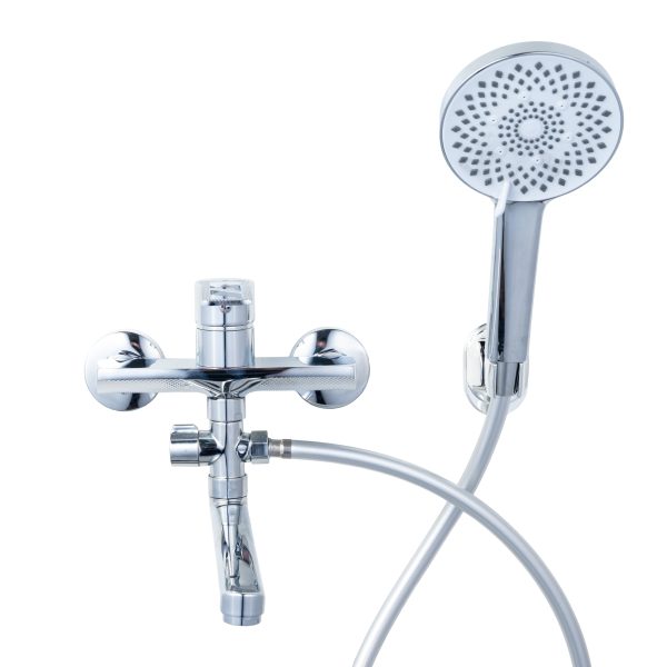 Baterie cadă-duș monocomandă cu pipă lungă mobilă, set duș și accesorii – finisaj cromat, 2690, trendysanitary.ro