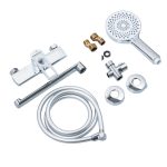 Baterie cadă-duș monocomandă cu pipă lungă mobilă, set duș și accesorii – finisaj cromat, 941, trendysanitary.ro