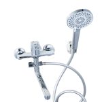 Baterie cadă-duș monocomandă cu pipă lungă mobilă, set duș și accesorii – finisaj cromat, 8671, trendysanitary.ro